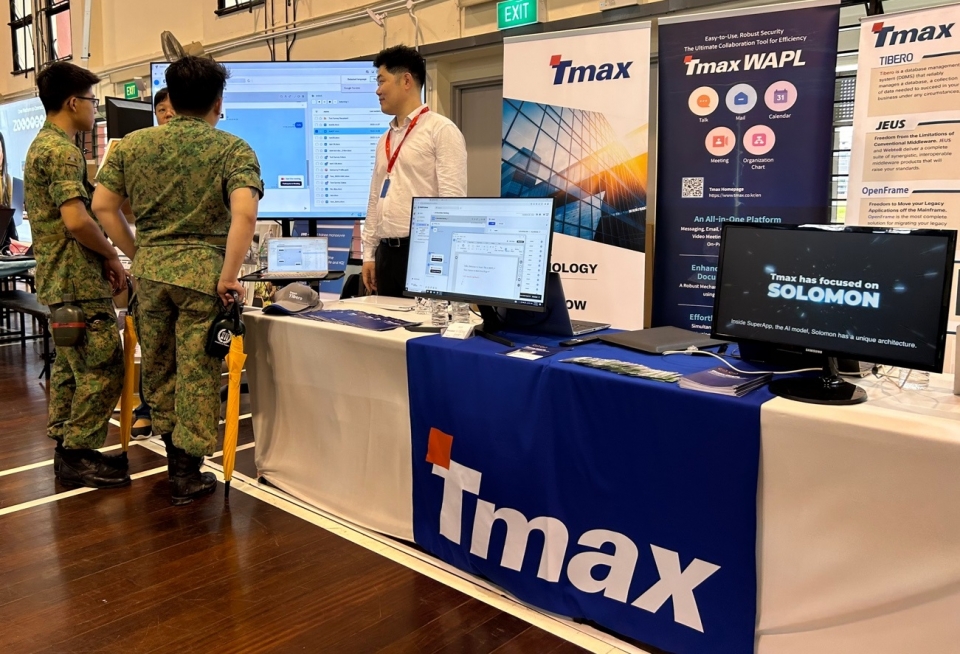 지난 6일부터 8일까지 3일간 싱가포르에서 열린 ‘KAINOS-Technology Gateway’에 설치된 티맥스와플 부스의 모습.