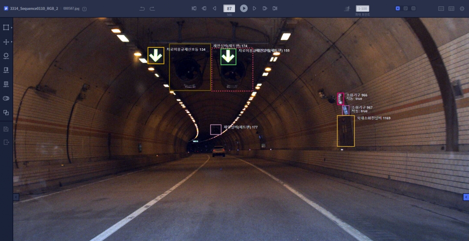 지능형 터널 및 지하차도 가공결과 샘플 이미지. [사진=테스트웍스]