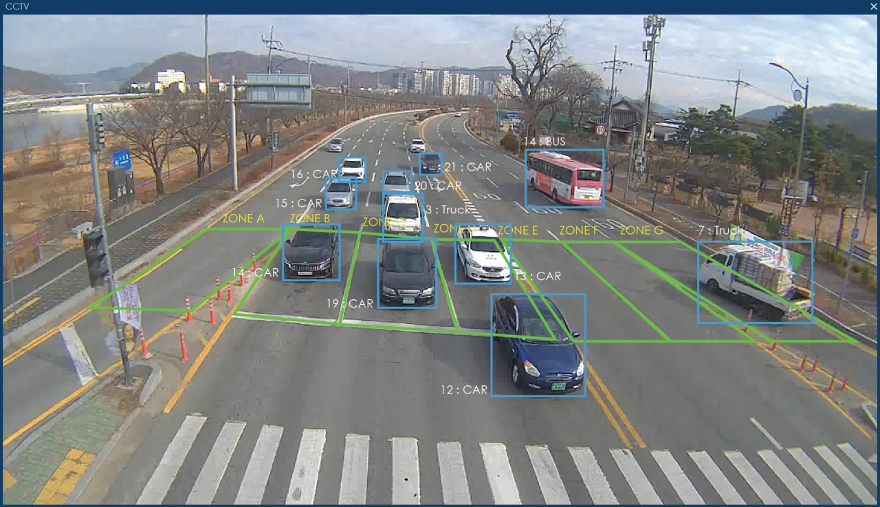 CCTV 영상 활용 차선·차종별 차량 감지. [사진=행정안전부]